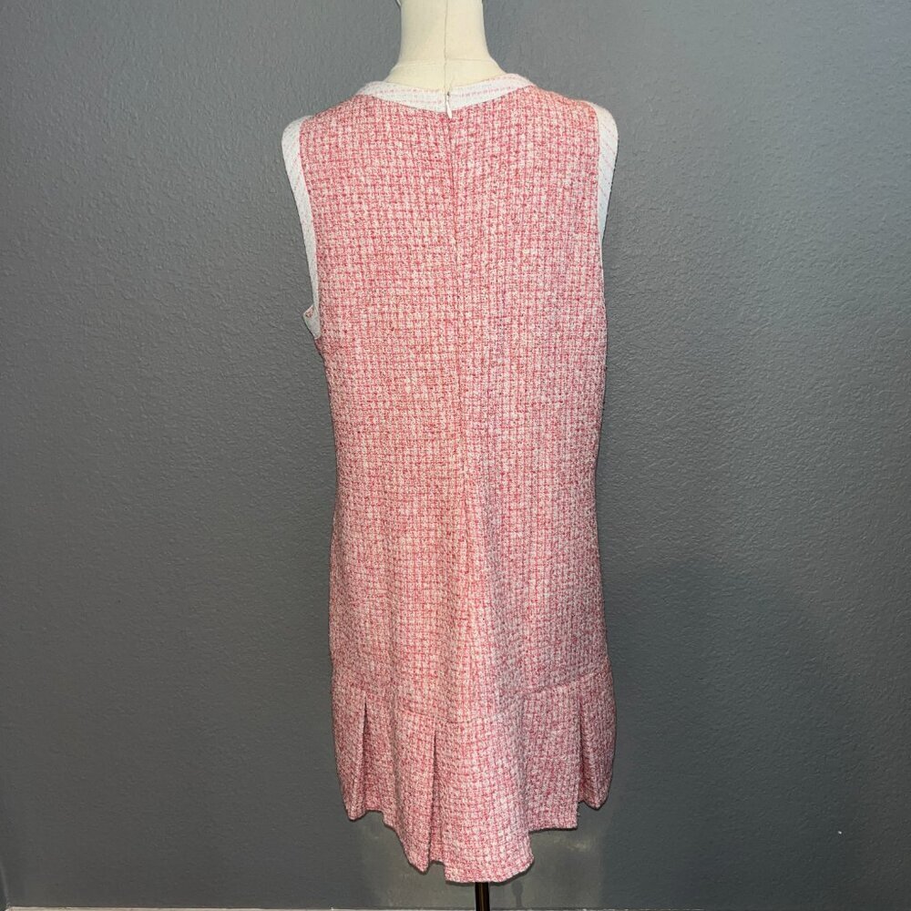 ANTHROPOLOGIE MAEVE RED WHITE & PINK BOUCLE TWEED CHANEL STYLE MINI DRESS - XL - Picture 7 of 15